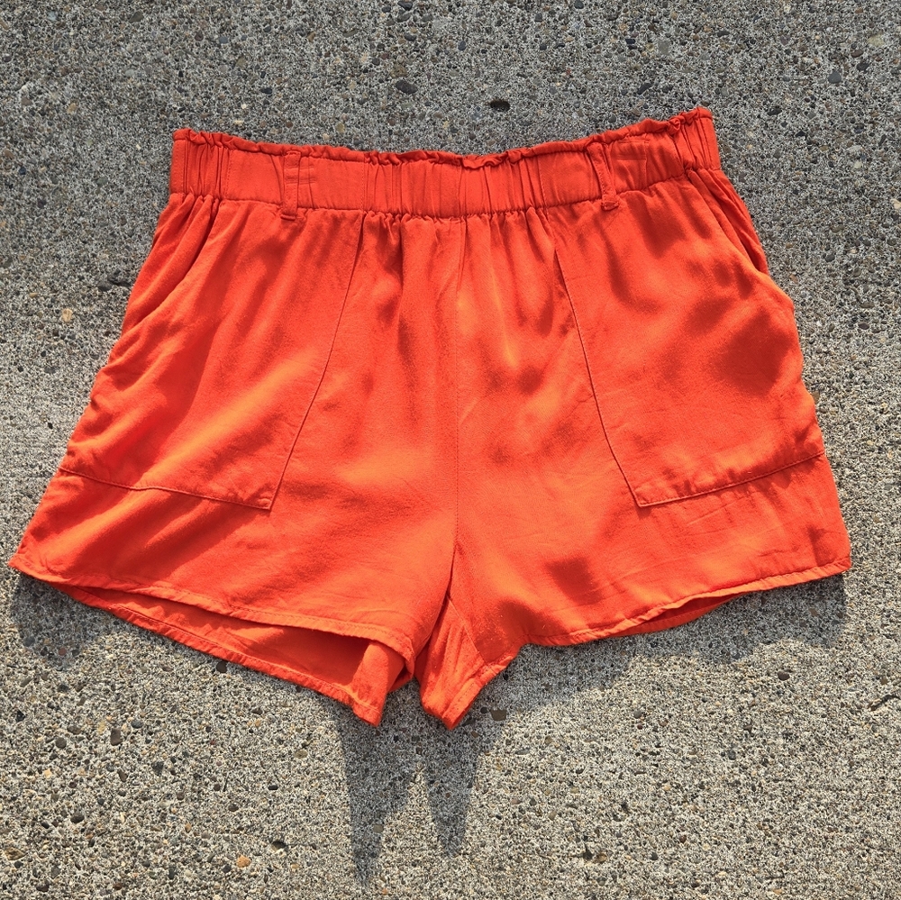 Boho Shorts with Pockets - Orangy Red Color